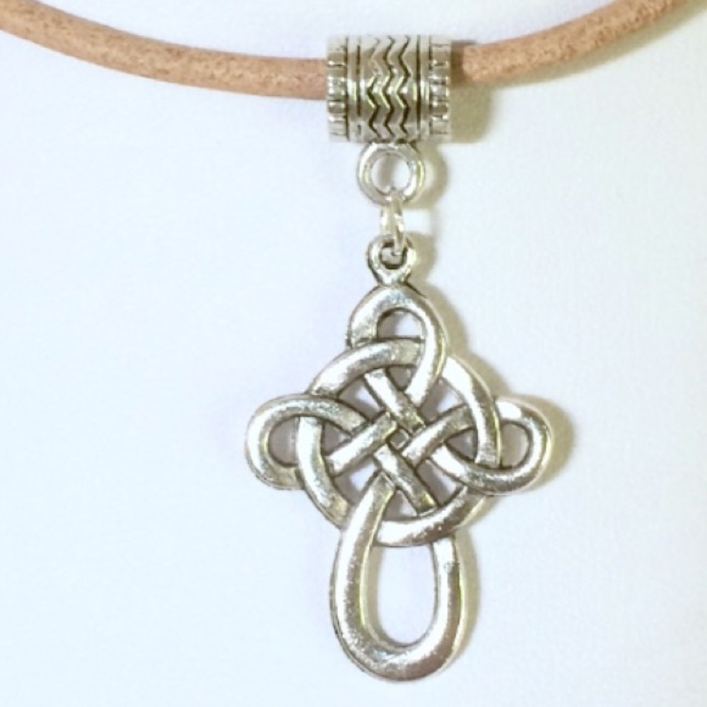 Celtic Cross leather choker necklace